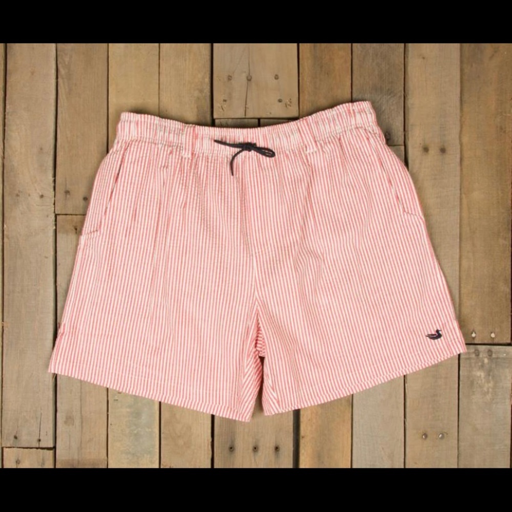 Dockside Swim Trunk - Seersucker
(Pink)